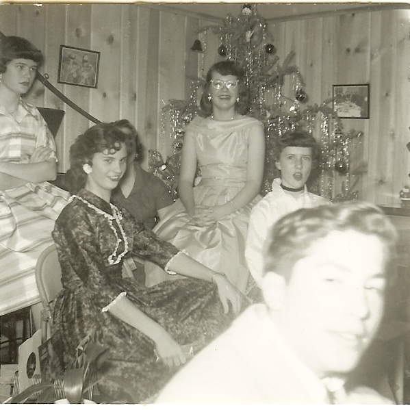 1957 Party - Carole Onstrom, Karen Gaylord, Lorna Wilson, Sandy Smith, Jack Lloyd